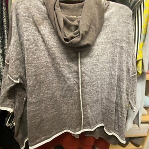 Lightweight cowl neck  top with 3/4 length sleeves